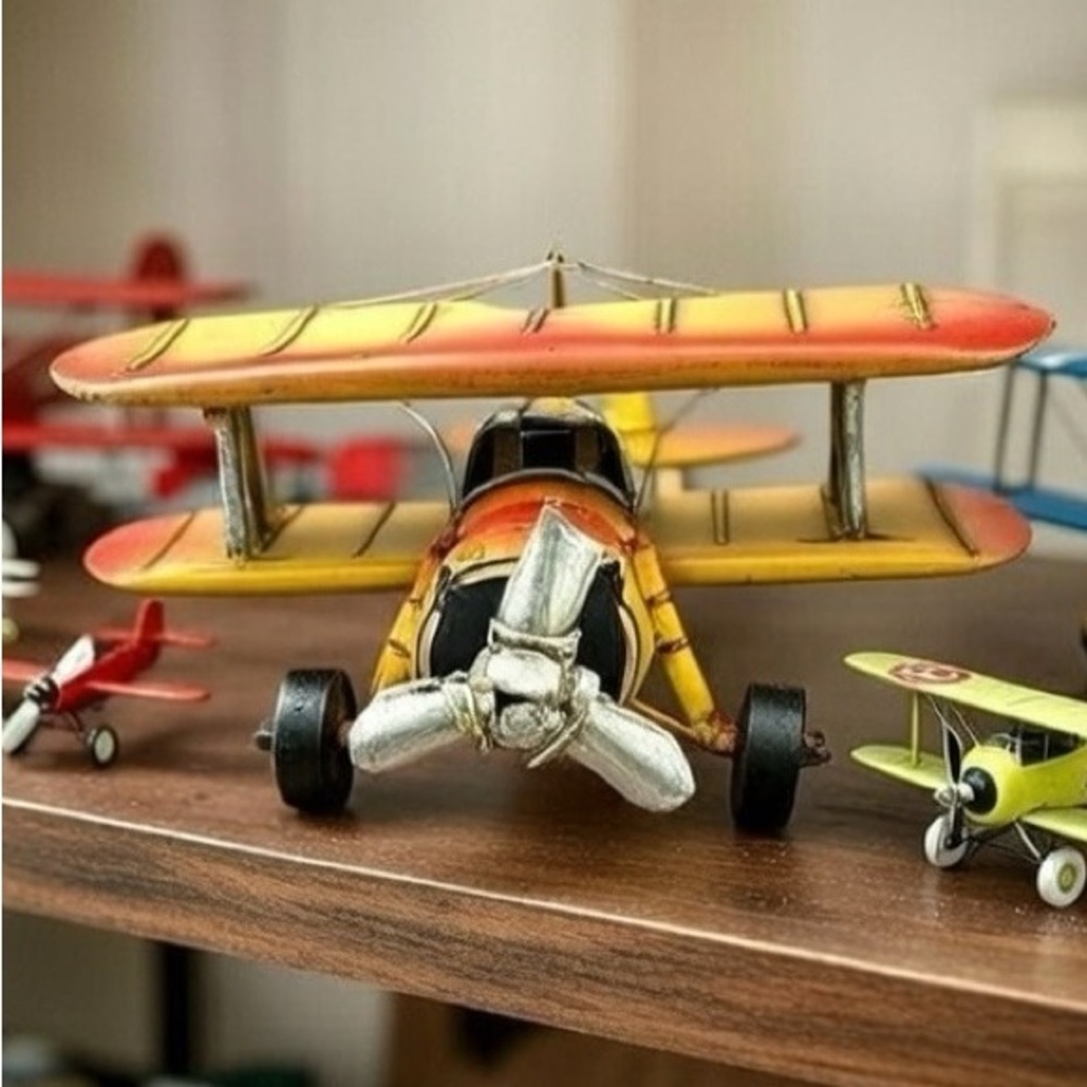 1936 Yellow American Grumman Gulfhawk II - Classic Toy Biplane